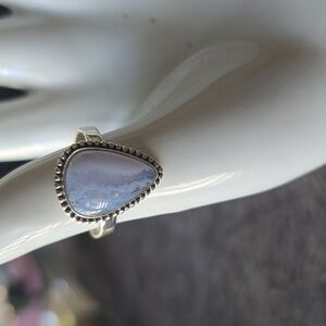 925 Sterling Silver Bluelace Agate Teardrop Ring~Sz 10